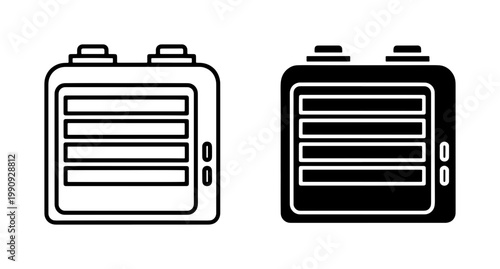 Industrial Battery Icon Set for Energy Storage and Power Supply
