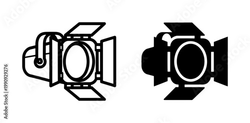 Professional Studio Spotlight Icon Set with Barn Doors