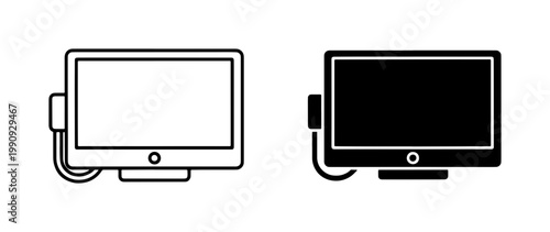 Medical Monitor Screen Icon Set in Outline and Glyph Style