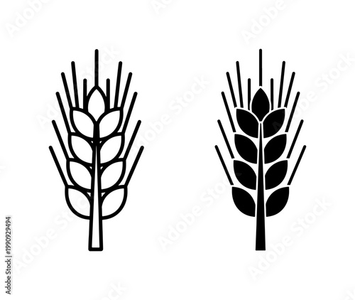 Minimalist Wheat Ear Icon Set for Agriculture Logo Design