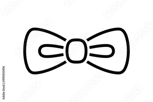 Elegant black line art bow tie vector on transparent background.