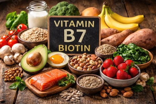 Healthy natural vitamin B7 sources high in biotin content