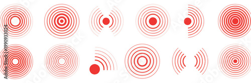Set of Red Concentric Circles Indicating Pain or Signal Keywords: pain, signal, concentric