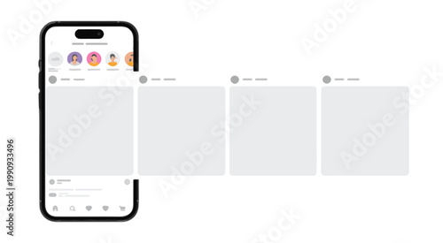 Smartphone displaying social media feed with story highlights