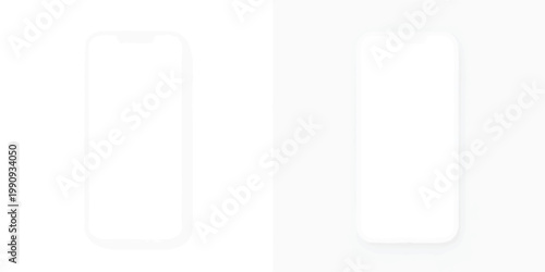 Two blank smartphone screens side by side minimalist