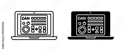 Laptop Audio Production Software Interface Icon Set