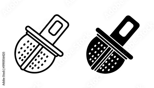 Tea Infuser Strainer Icon Set in Outline and Solid Style