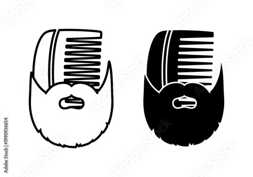 Barber Shop Beard and Comb Logo Icon Set