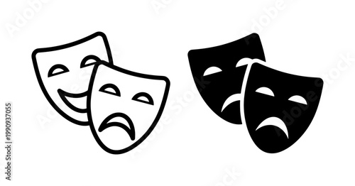 Theater Comedy and Tragedy Mask Vector Icons