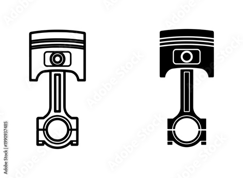 Engine Piston and Connecting Rod Vector Icon Set