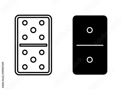 Domino Game Tile Outline and Solid Vector Icons