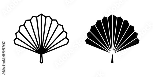 Traditional Japanese Folding Fan Icon Set