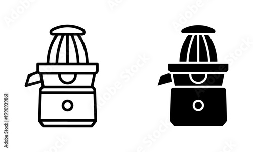 Citrus Juicer Machine Outline and Solid Vector Icons