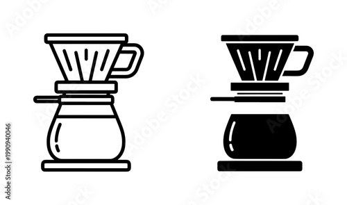 Pour Over Coffee Maker Icon Set