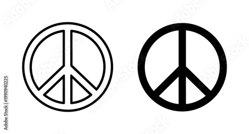 Foto Minimalist Peace Symbol Outline and Solid Vector Icons