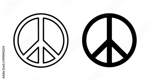 Fotografía Black and White Peace Sign Icon Set