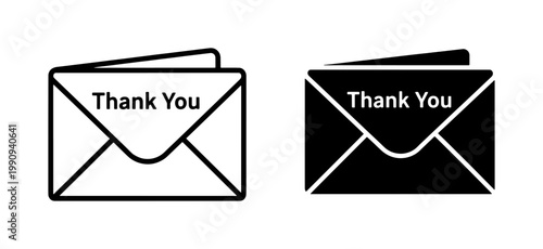 Thank You Card Envelope Icon Set