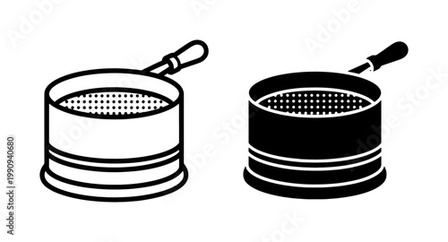 Kitchen Flour Sieve Icon Set with Handle