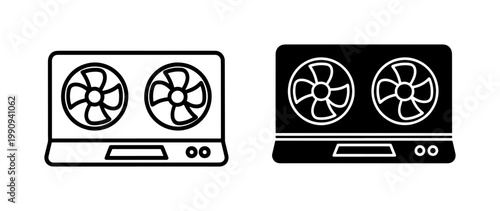 GPU Graphics Card Icon Set for Computer Hardware Design