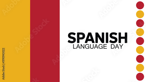 spanish language day typography poster with spain flag inspired red and yellow stripes minimal modern design clean text layout on white background for cultural celebration concept 