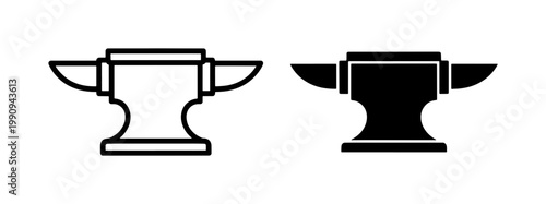 Black Anvil Icon Set for Blacksmith and Metalwork Design