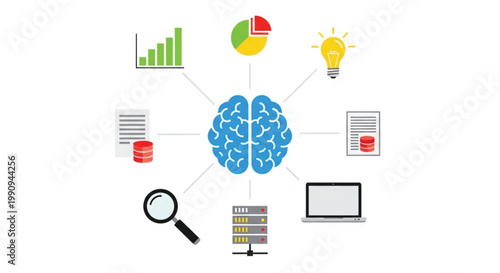 Brain, creative thinking, mind, idea generation, business concepts, vector icons