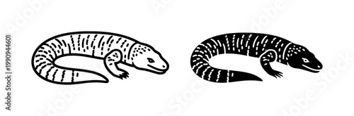 Canvas Print Gila Monster Lizard Hand Drawn Sketch Illustration