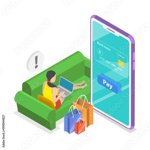 3D Isometric Flat  Illustration of E-commerce Advertising. Item 2