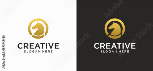 Creative Chess Strategy Logo with Geometric King and Tactical Style