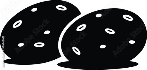 Two potatoes side by side silhouette vector