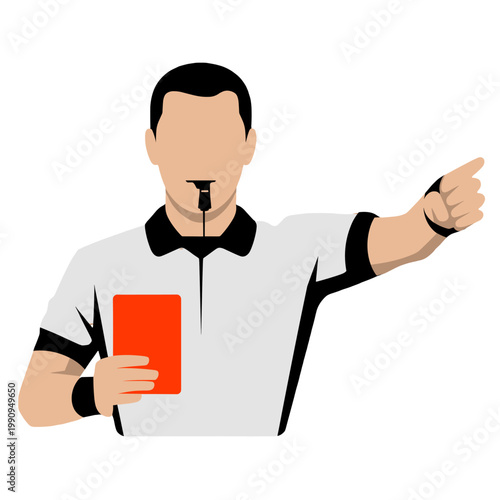 A referee displaying a red card during a sports match.