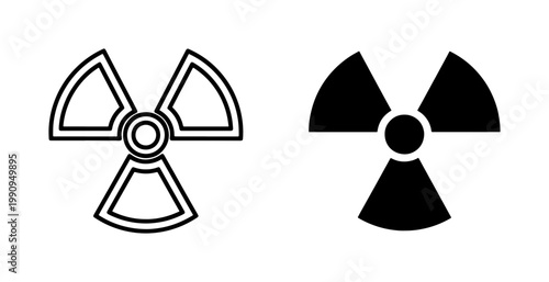 Radiation Warning Symbol Set with Outline and Solid Black Icons