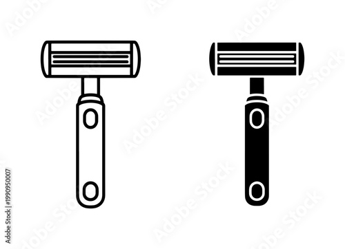 Safety razor icon set for shaving and personal grooming