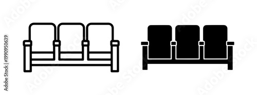 Obraz na płótnie Waiting area chairs icon set for airport or station