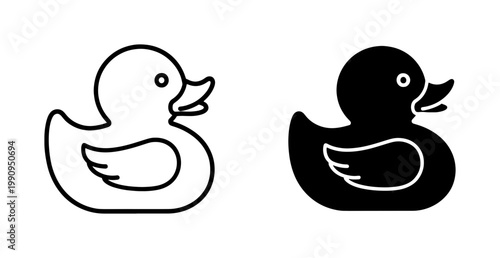 Foto Rubber duck line and silhouette icon set