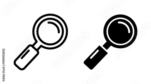 Magnifying glass icon set for search and discovery