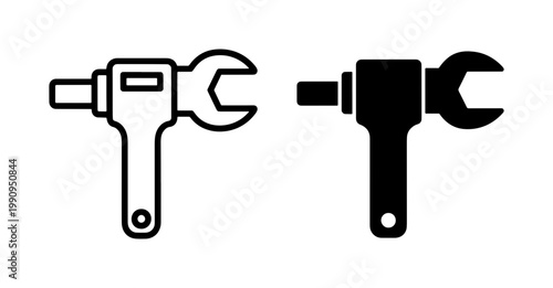 Adjustable Wrench and Spanner Icon Set for Mechanical Repair