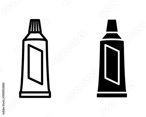Toothpaste tube icon set in outline and glyph style