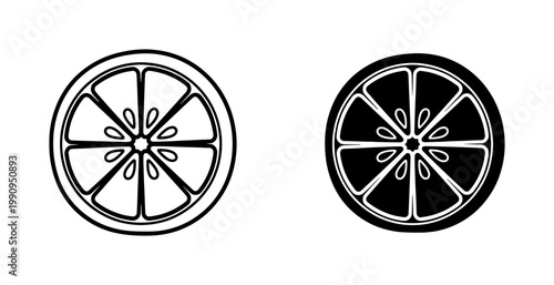 Lemon slice line icon set isolated on white background