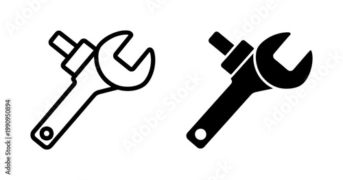 Adjustable Wrench Icon Set for Repair and Maintenance