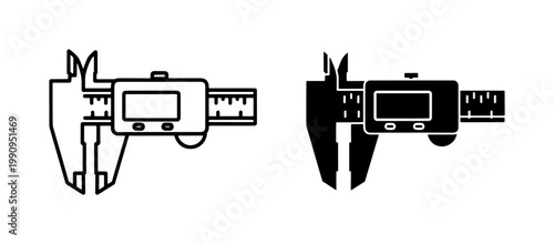 Digital Caliper Icon Set for Precision Measurement