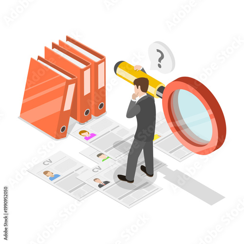 3D Isometric Flat Vector Illustration of Job Interview, Recruitment Agency, HR as Human Resources. Item 3