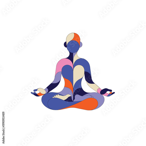 3d illustration of meditating   in lotus pose with chakra energy flow