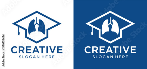 Pulmonary Specialist Medical School Logo with Academic and Lung Concept