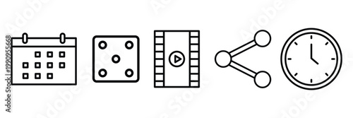 Event, Media, Time Management Line Icons Set