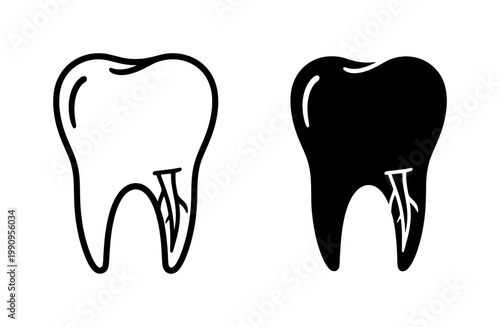 Human Tooth Root Canal Treatment Icon Set