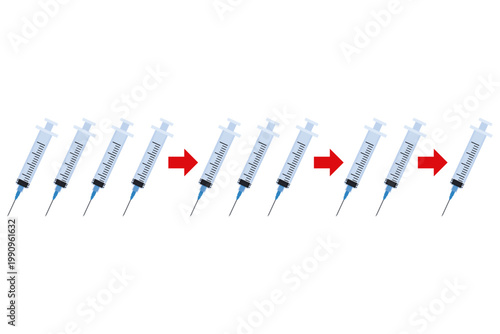 注射器の供給不足と在庫切れを示す医療コンセプトイラスト
