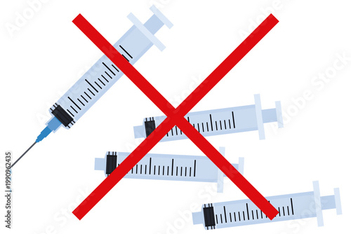 注射器の供給不足と在庫切れを示す医療コンセプトイラスト