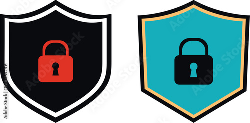 Secure Shield Lock Icon Vector Cyber Security Protection