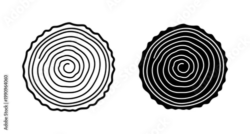 Tree ring cross section wood grain icons